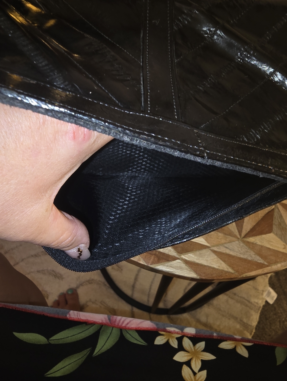 Victory Black Quilted Chain-Handle Shoulder Bag/Clutch 100% Eel Skin - Picture 9 of 14